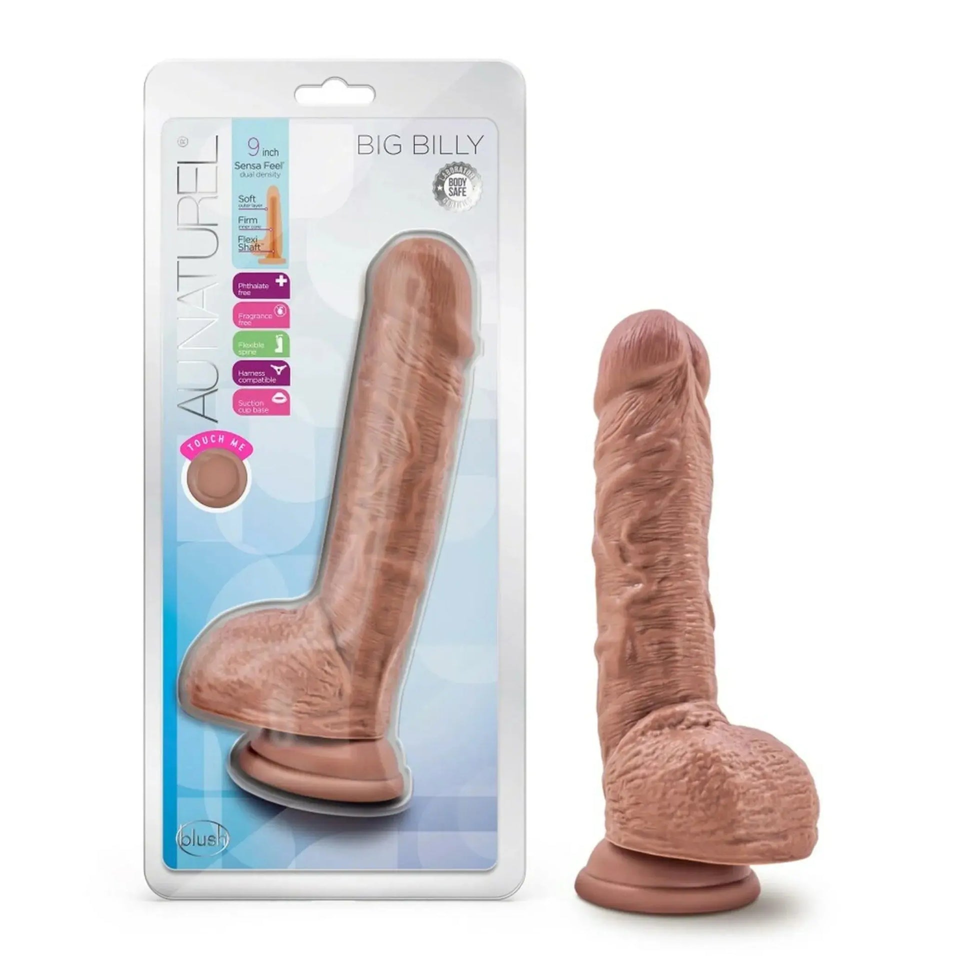 AU NATUREL BIG BILLY 9IN DILDO MOCHA Blush Novelties