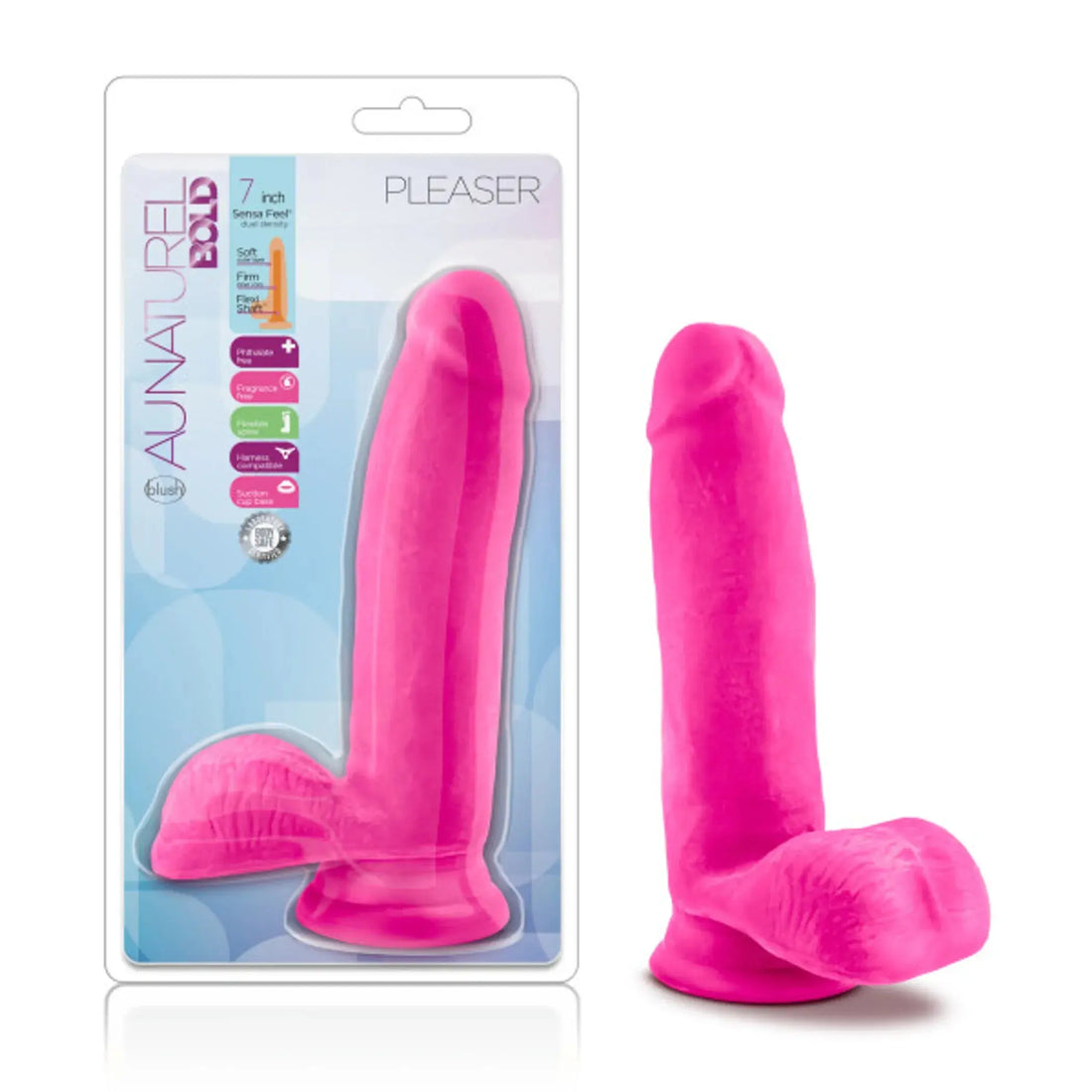 AU NATUREL BOLD PLEASER 7 IN DILDO PINK Blush Novelties