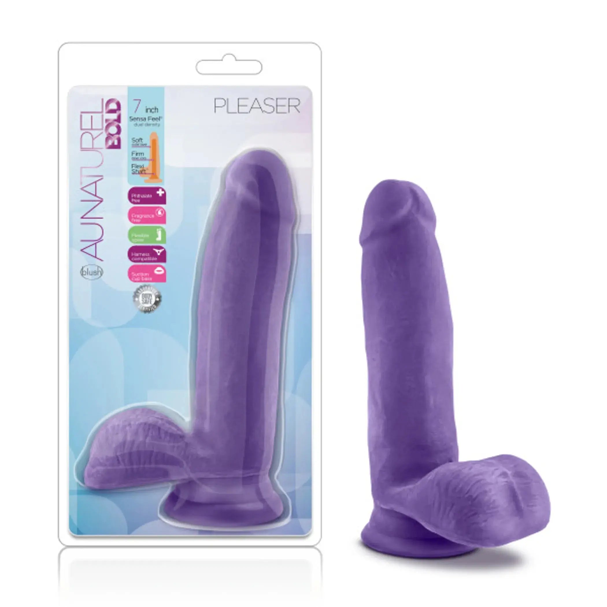 AU NATUREL BOLD PLEASER 7 IN DILDO PURPLE Blush Novelties