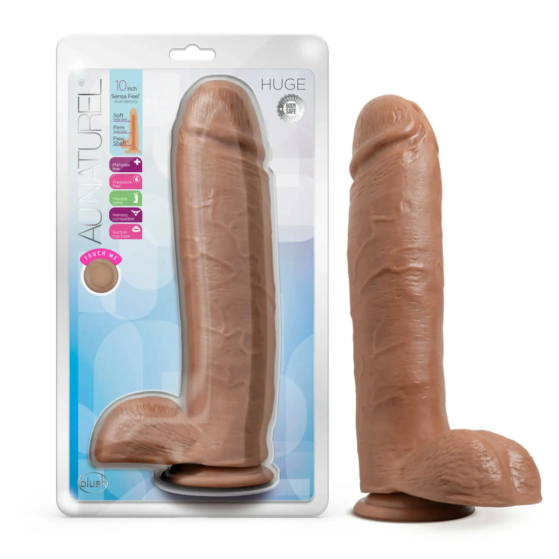 AU NATUREL HUGE 10IN DILDO MOCHA Blush Novelties