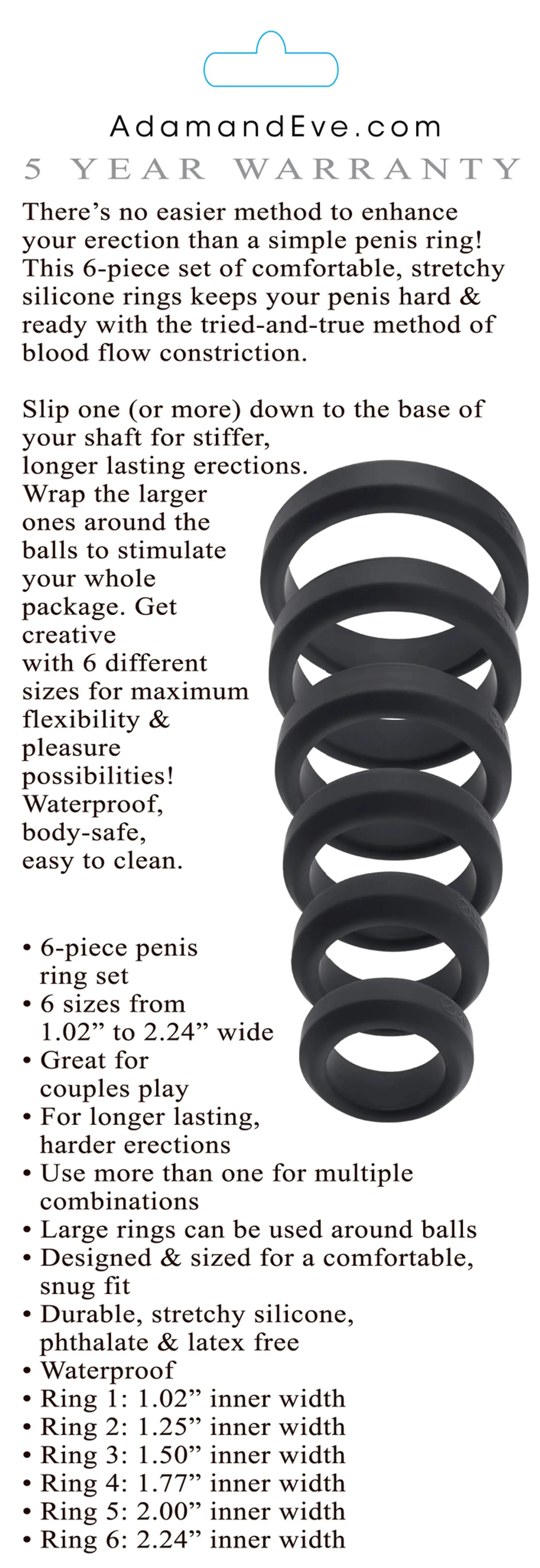 Adam & Eve 6-Piece C-Ring Set Evolved Novelties
