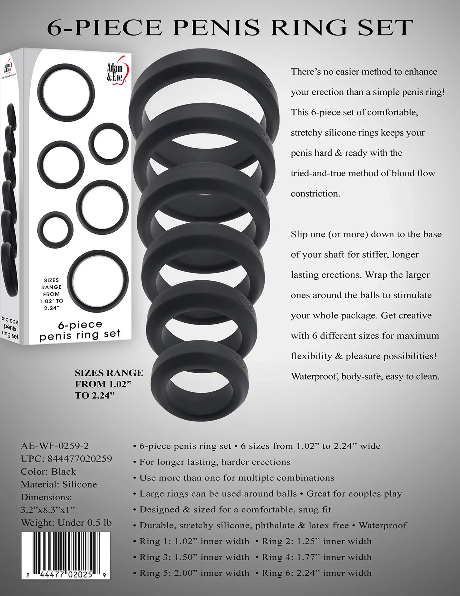 Adam & Eve 6-Piece C-Ring Set Evolved Novelties
