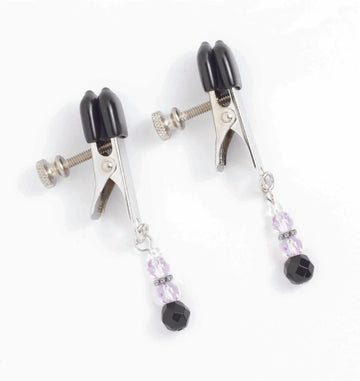 Adjustable Broad Tip Clamp with Purple Beads Spartacus