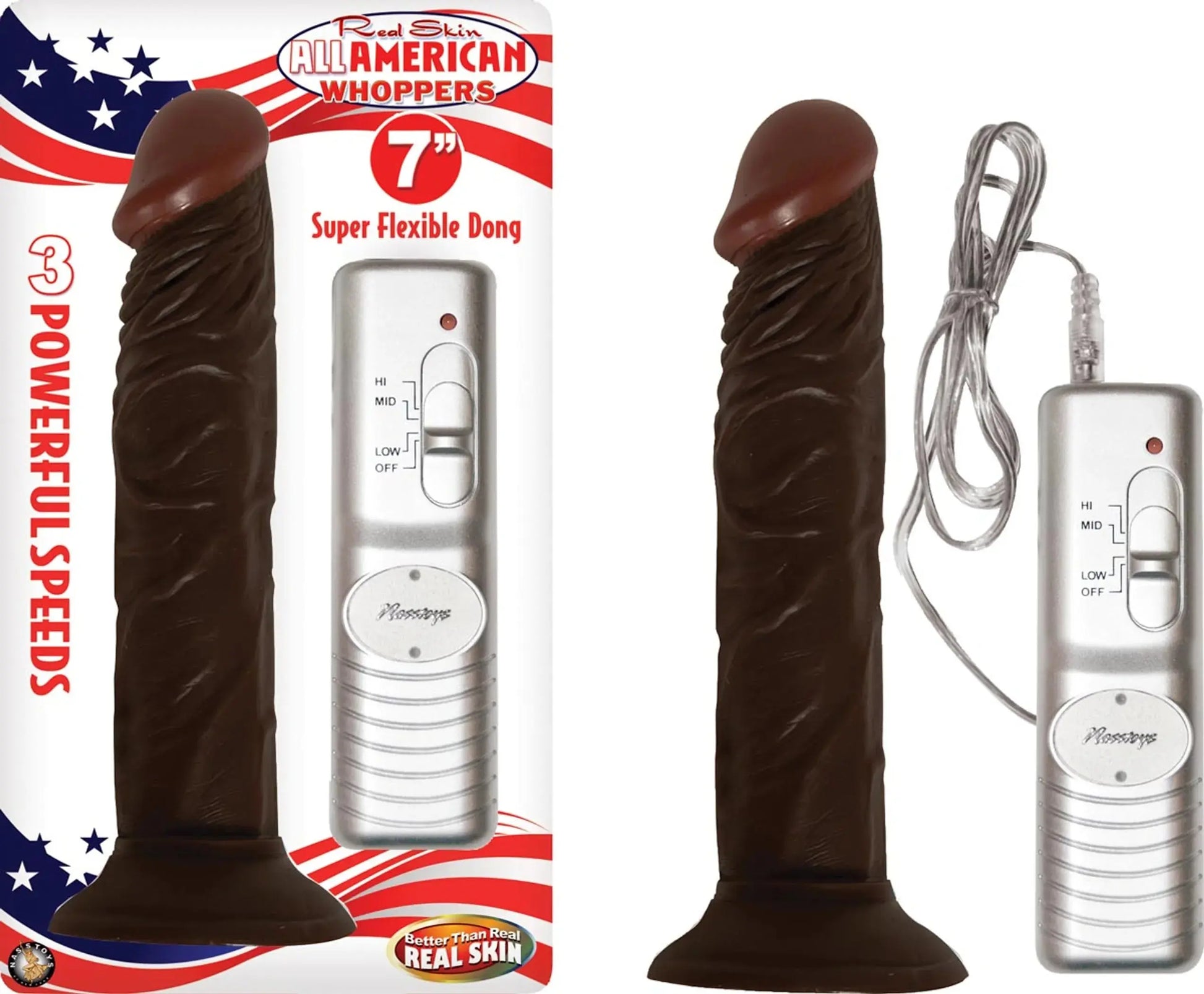 Afro American Whopper Vibrating 7 Inch Brown Nasstoys