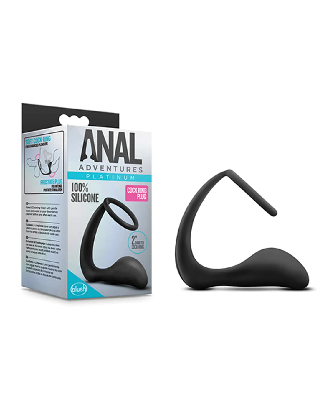 Anal Adventures Platinum Cock Ring Plug Black Blush Novelties