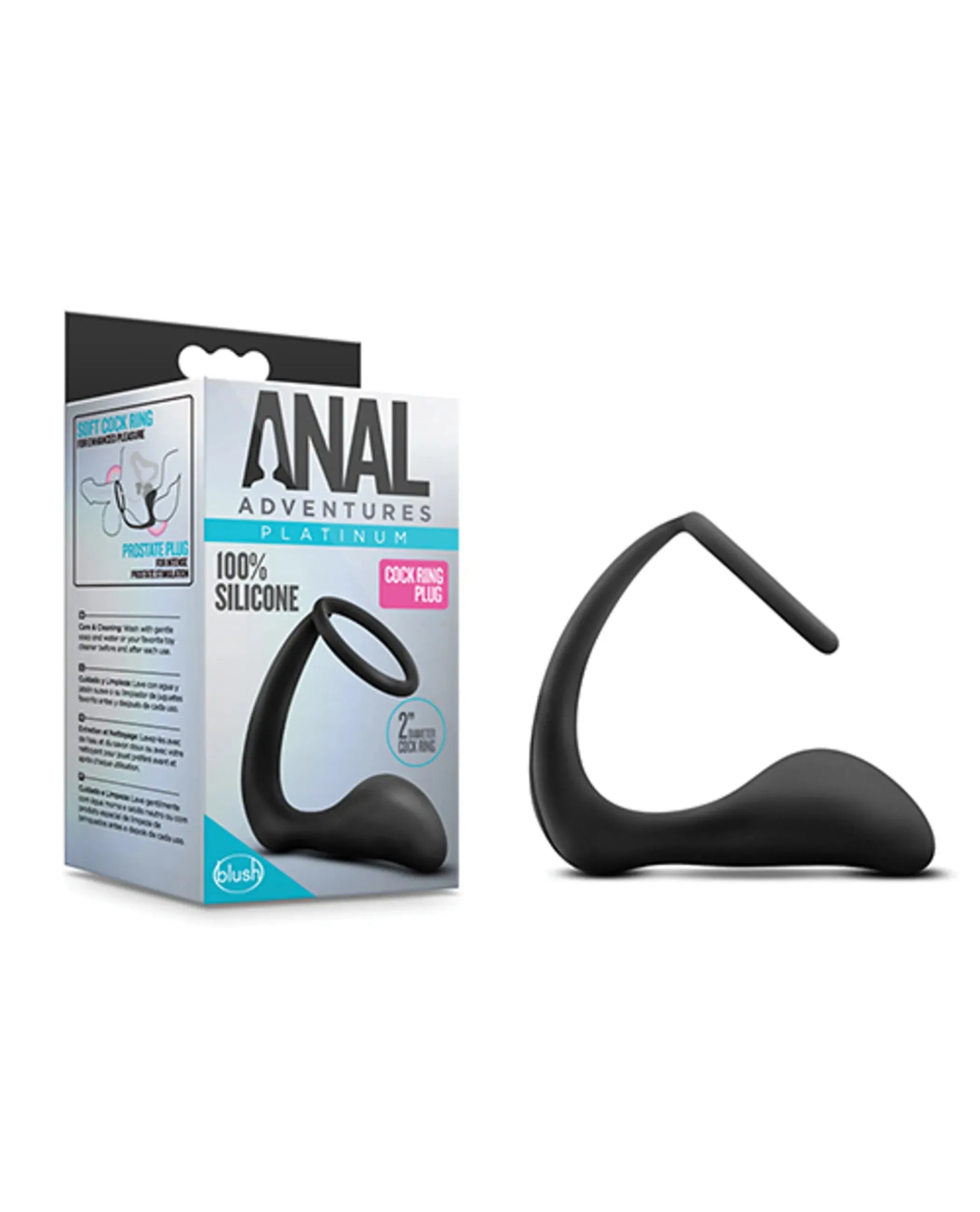 Anal Adventures Platinum Cock Ring Plug Black Blush Novelties
