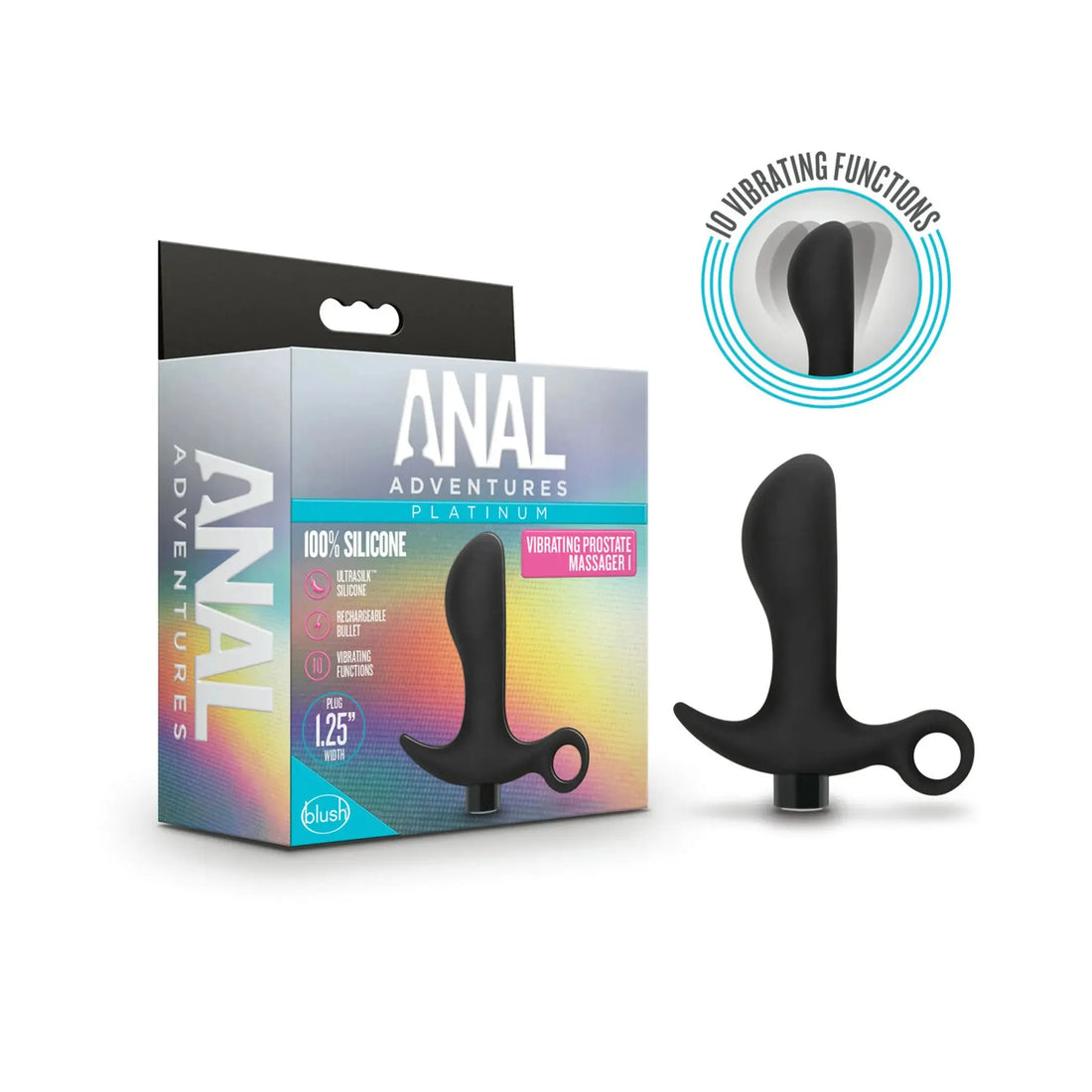 Anal Adventures Platinum Silicone Vibrating Prostate Massager Blush Novelties