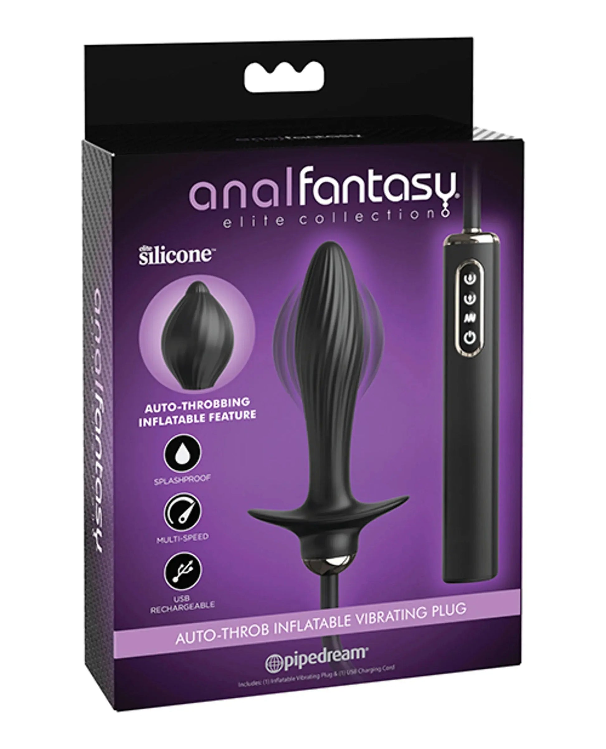 Anal Fantasy Elite Auto-Throb Inflatable Plug Black Pipedream Products