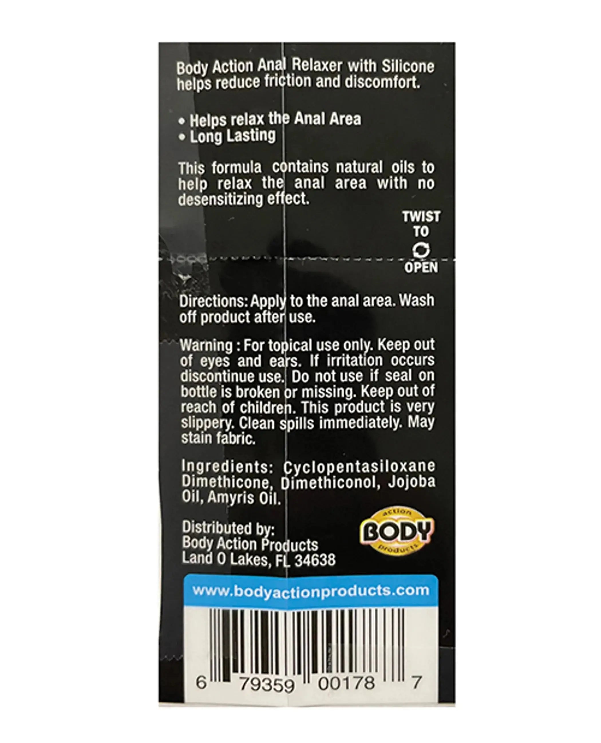 Anal Relaxer Silicone Lube 0.5 Oz Body Action Products