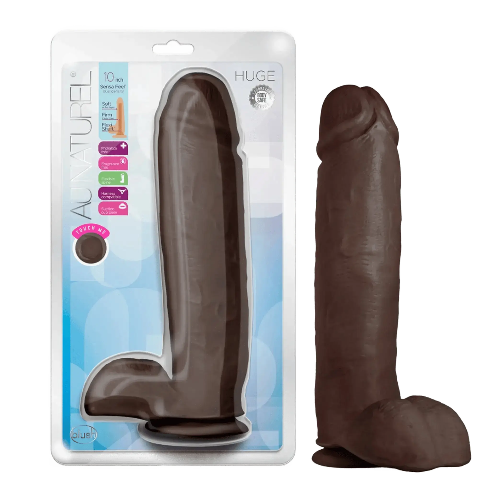 AU NATUREL HUGE 10IN DILDO CHOCOLATE Blush Novelties