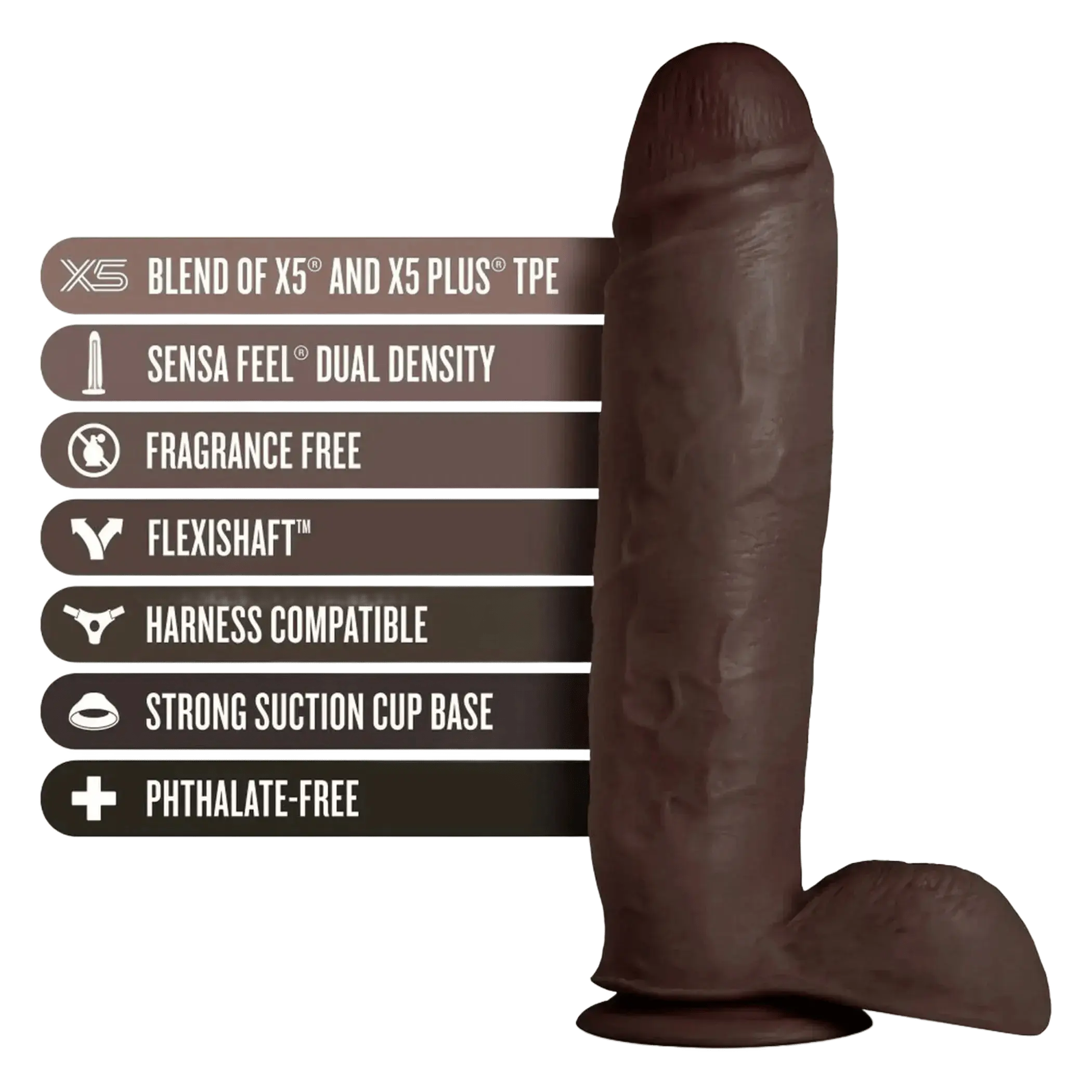 AU NATUREL HUGE 10IN DILDO CHOCOLATE Blush Novelties