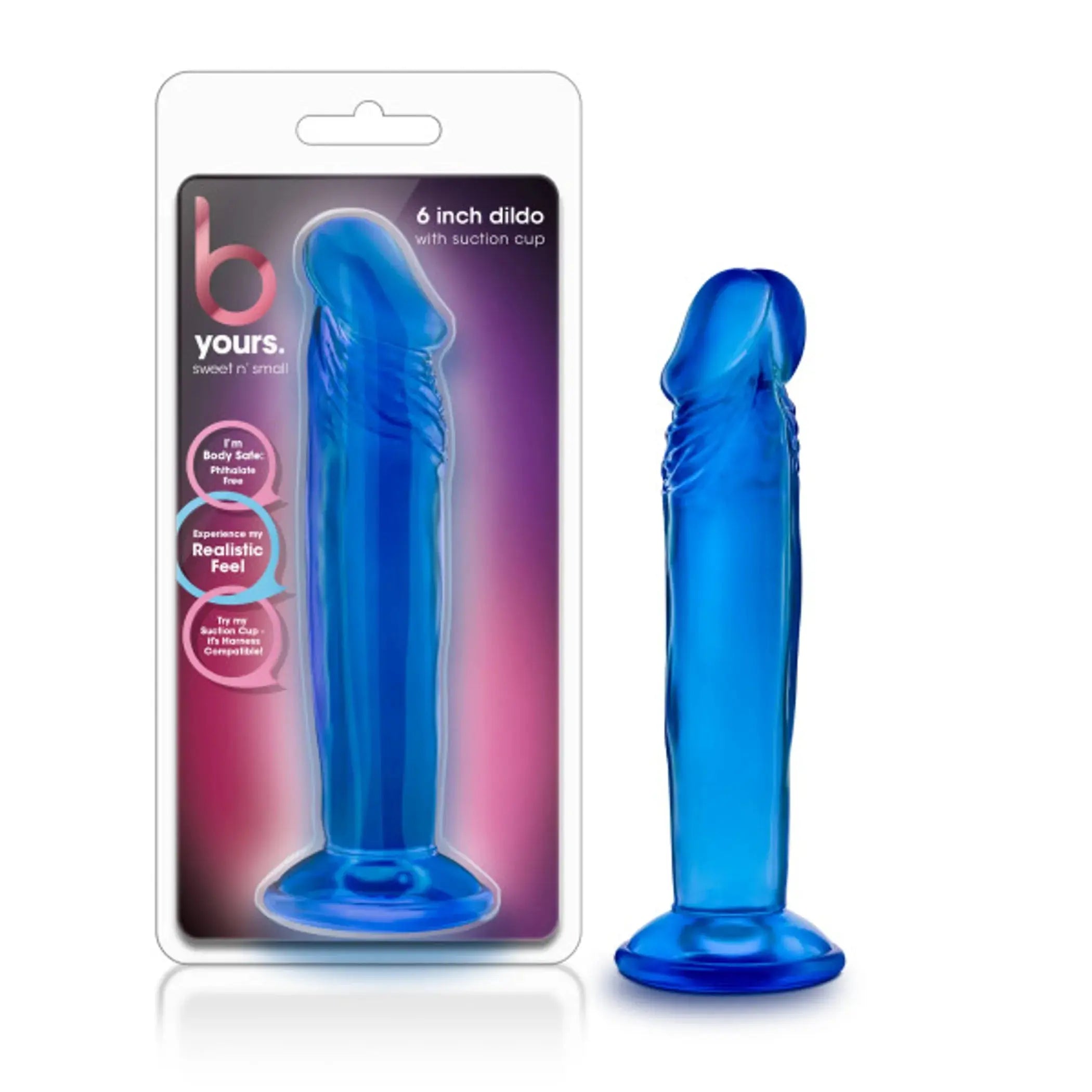 B YOURS SWEET N SMALL 6IN DILDO W/ SUCTION CUP BLUE Blush Novelties