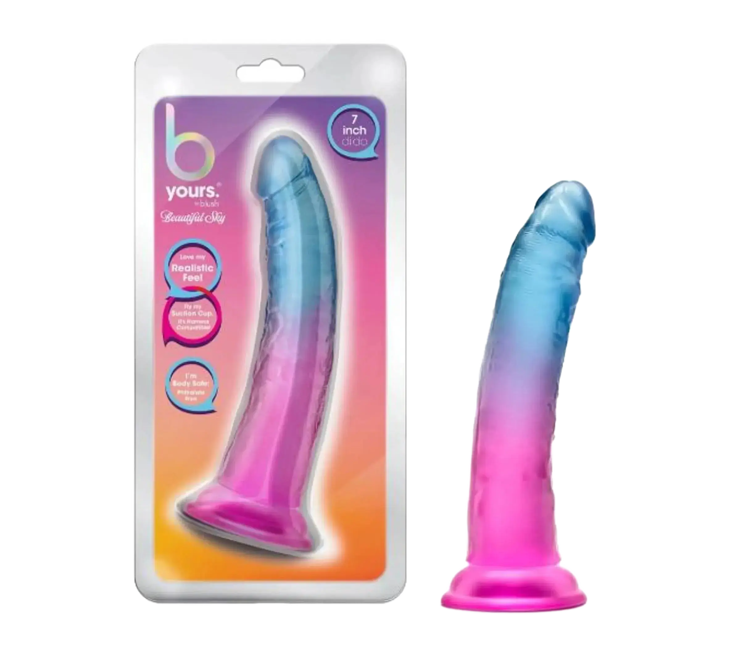 B YOURS BEAUTIFUL SKY 7 DILDO SUNSET " Blush Novelties
