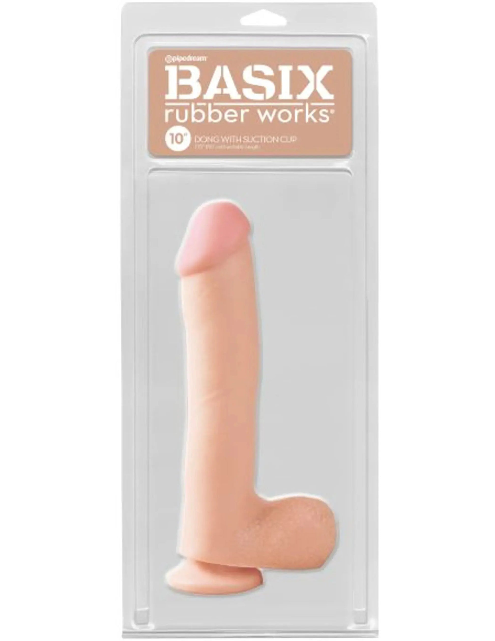 BASIX RUBBER WORKS 10IN DONG W/SUCTION CUP FLESH Pipedream Products