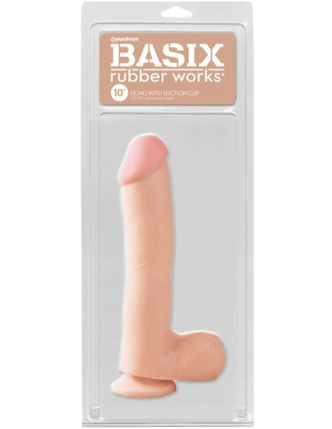 BASIX RUBBER WORKS 10IN DONG W/SUCTION CUP FLESH Pipedream Products
