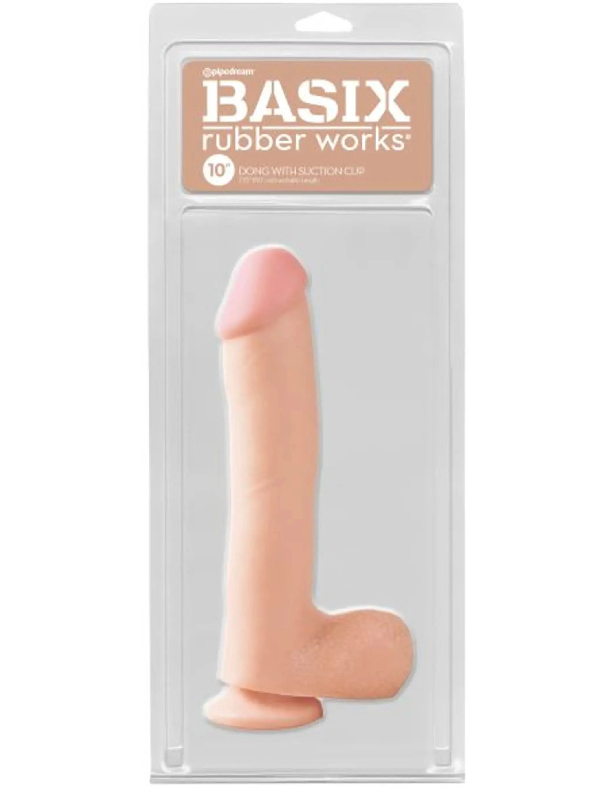 BASIX RUBBER WORKS 10IN DONG W/SUCTION CUP FLESH Pipedream Products