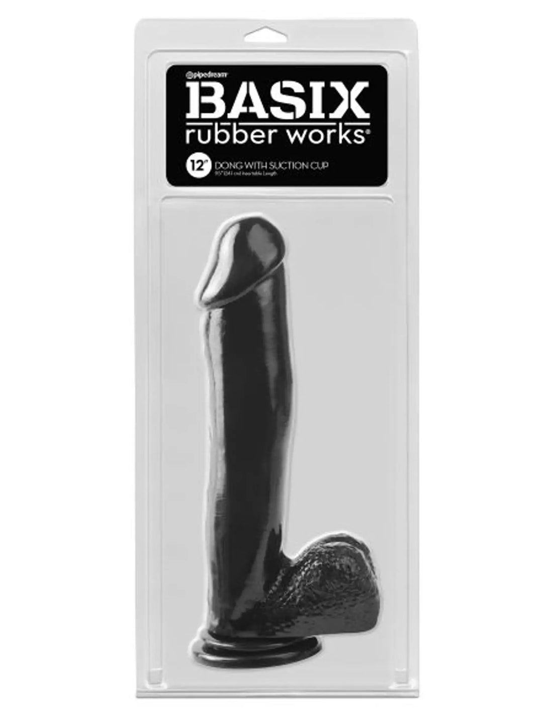 BASIX RUBBER WORKS 12IN DONG W/SUCTION BLACK Pipedream Products