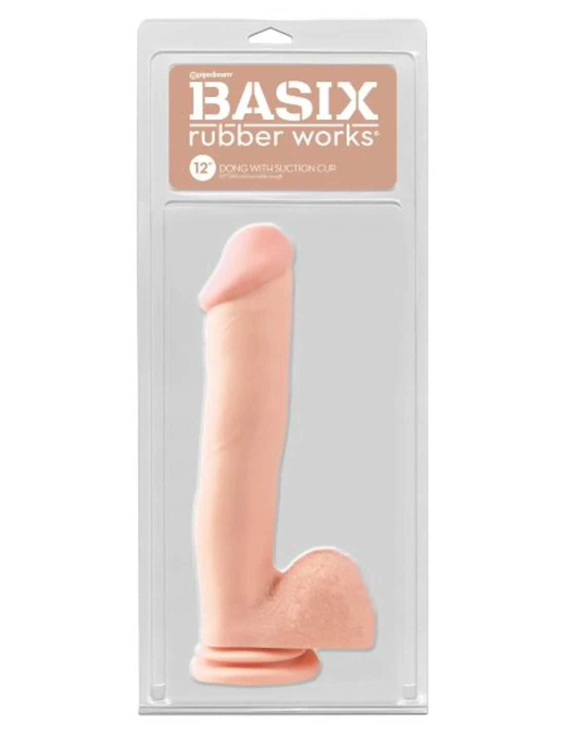 BASIX RUBBER WORKS 12IN DONG W/SUCTION FLESH Pipedream Products