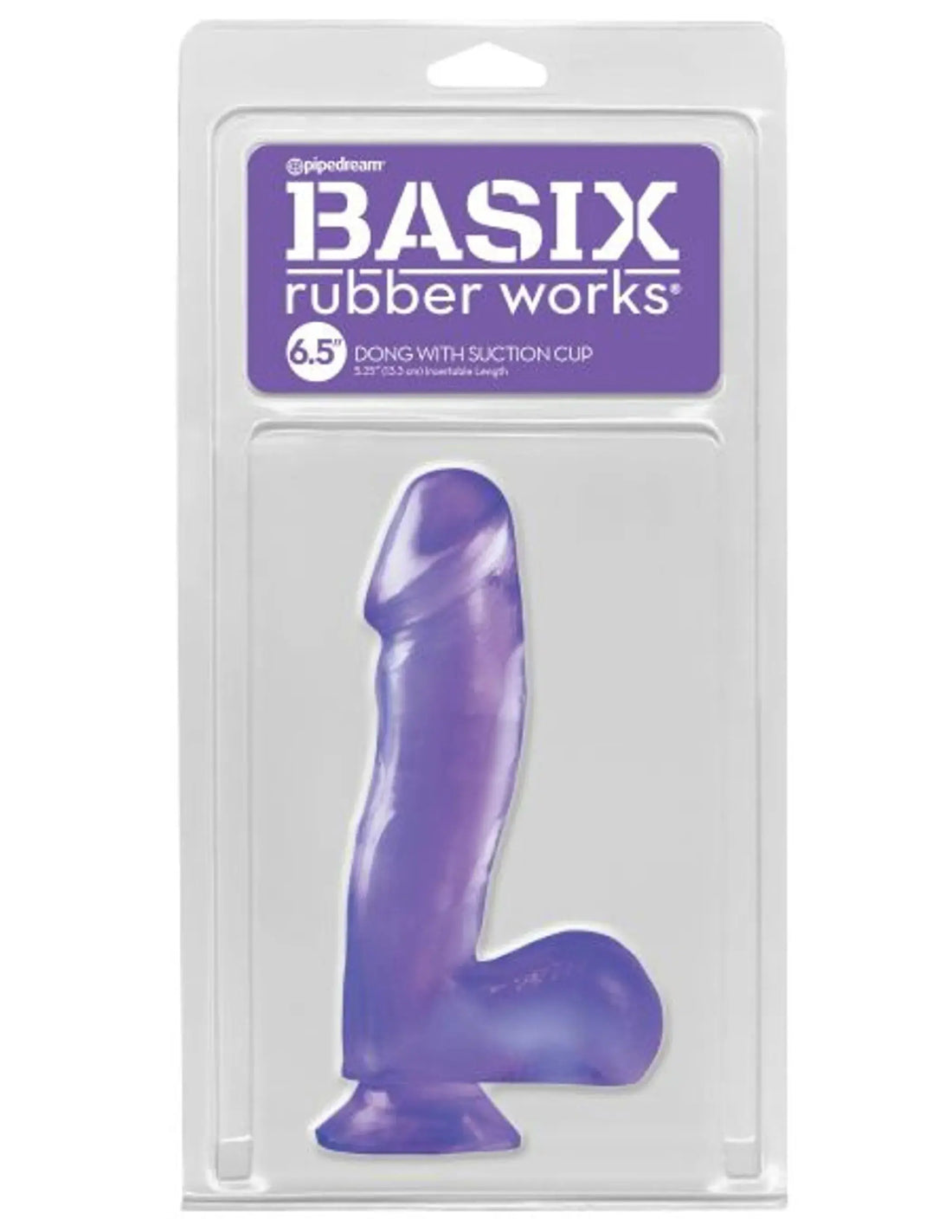 BASIX RUBBER WORKS 6.5IN PURPLE DONG W/SUCTION CUP Pipedream Products