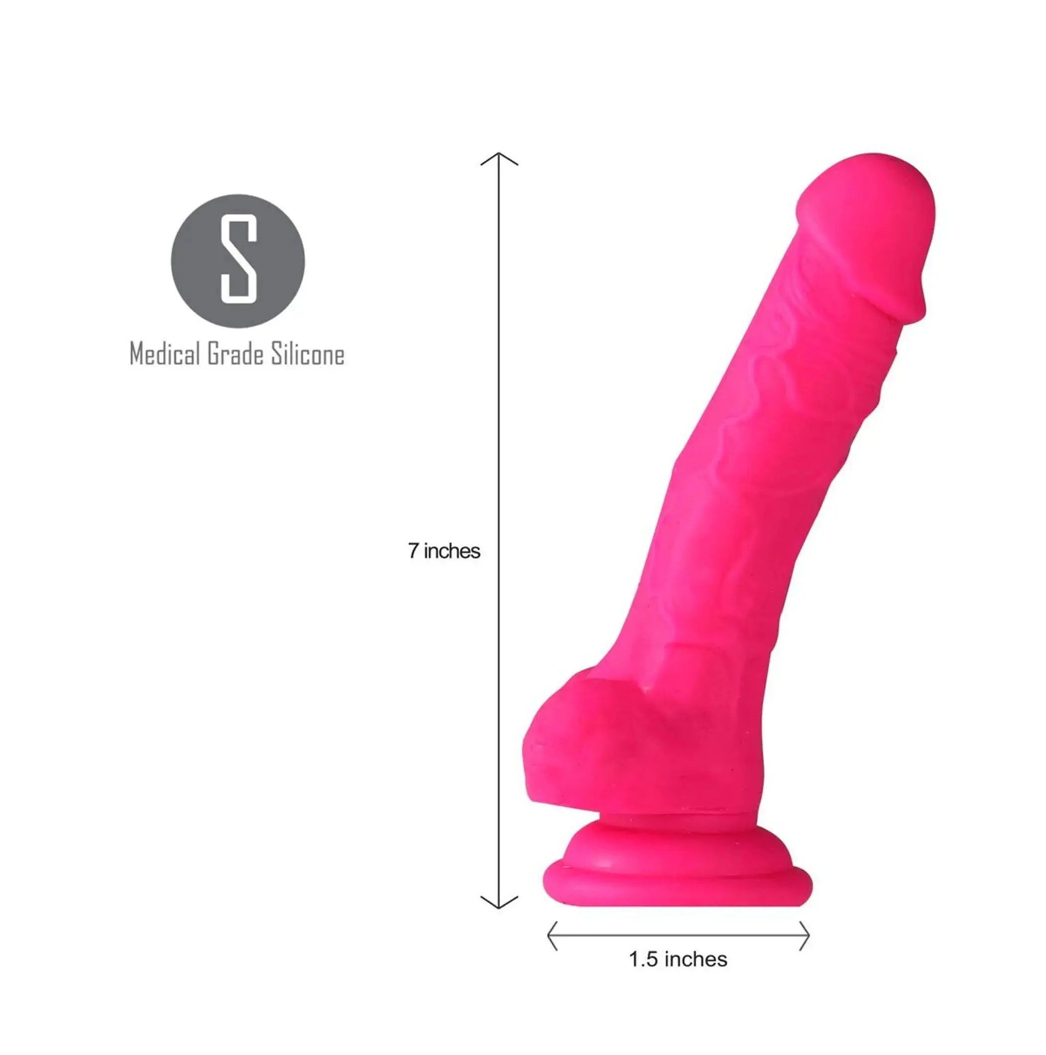 BILLEE 7 REALISTIC SILICONE DONG NEON PINK " Maia Toys