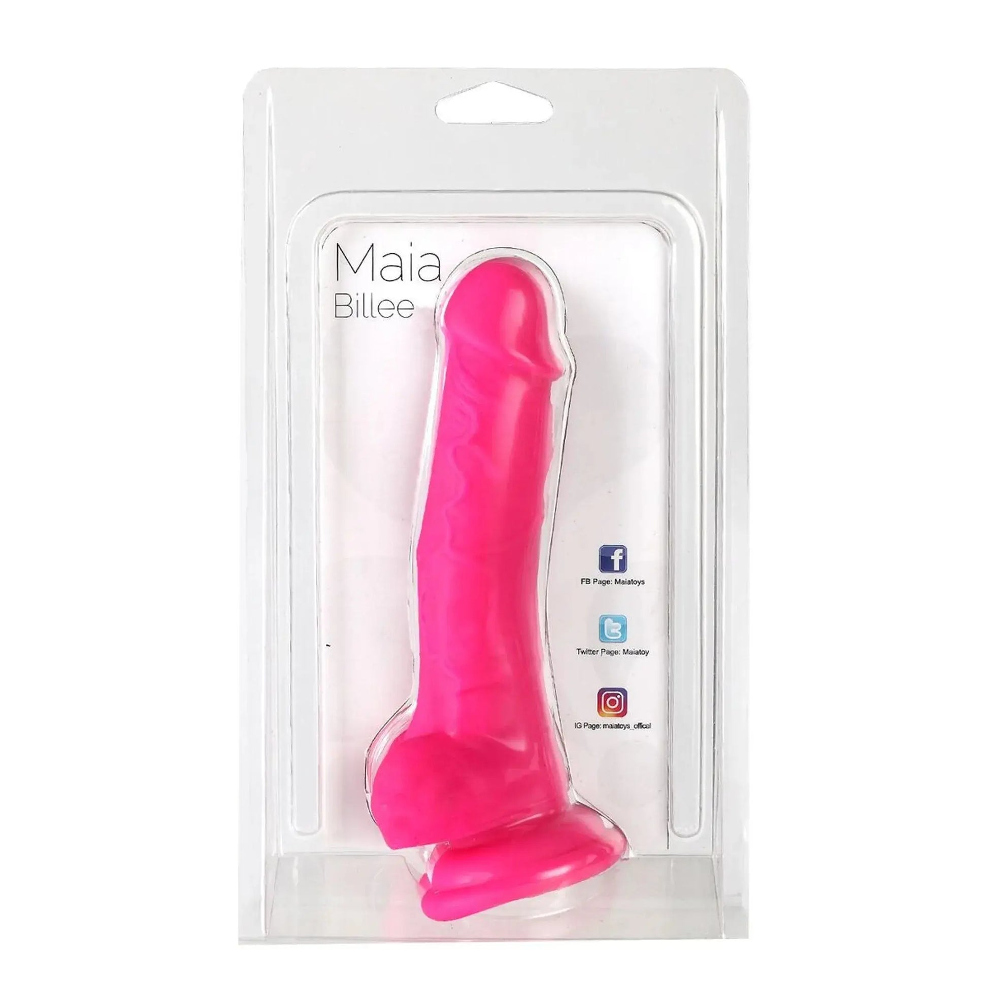 BILLEE 7 REALISTIC SILICONE DONG NEON PINK " Maia Toys