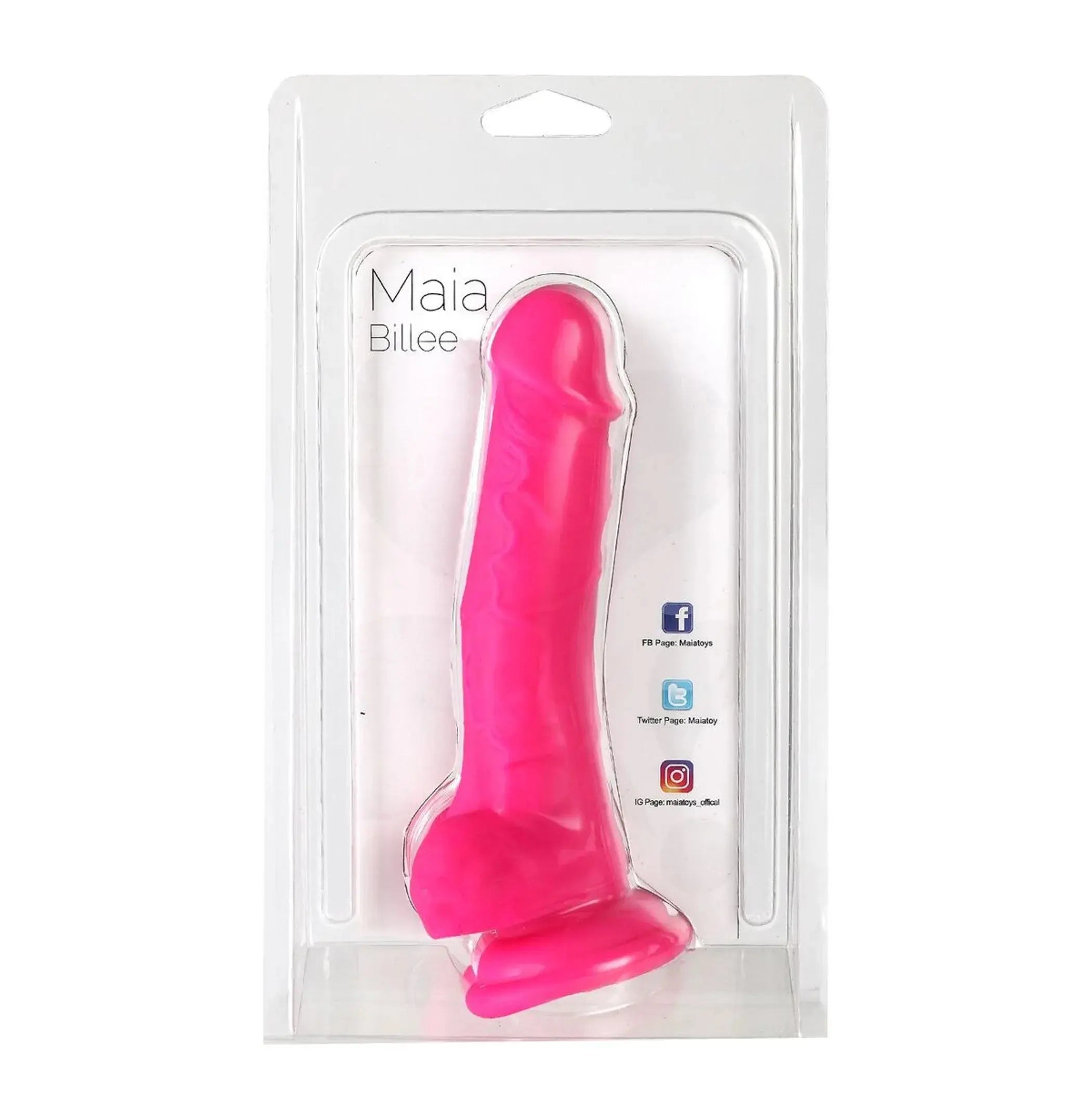BILLEE 7 REALISTIC SILICONE DONG NEON PINK " Maia Toys