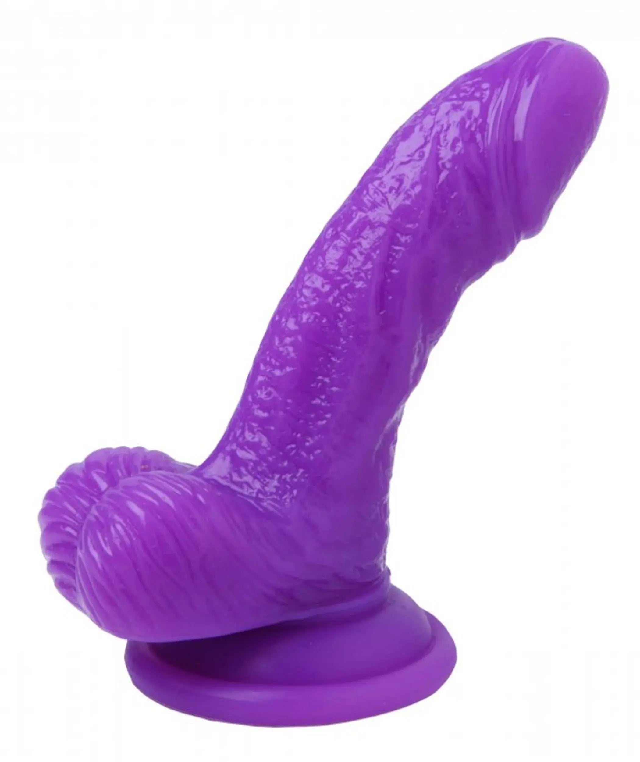 (BULK) SILICONE CURVY 4 SUCTION CUP DILDO PURPLE " XR Brands