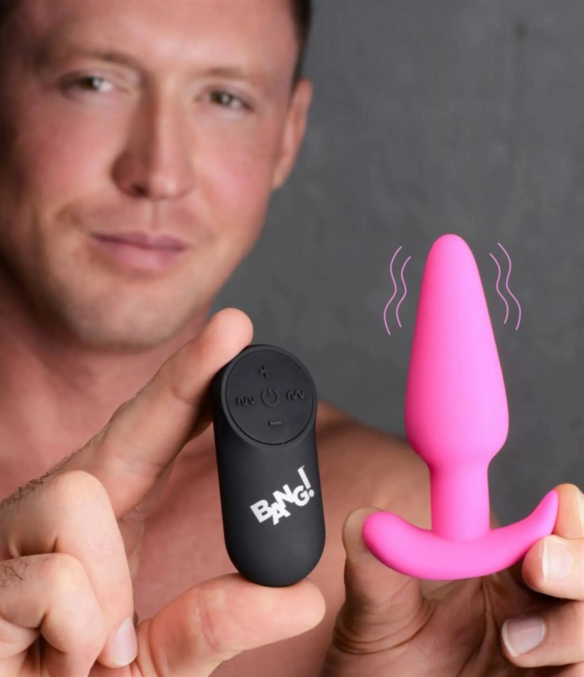Bang! 21x Vibrating Silicone Butt Plug with Remote - Pink XR Brands