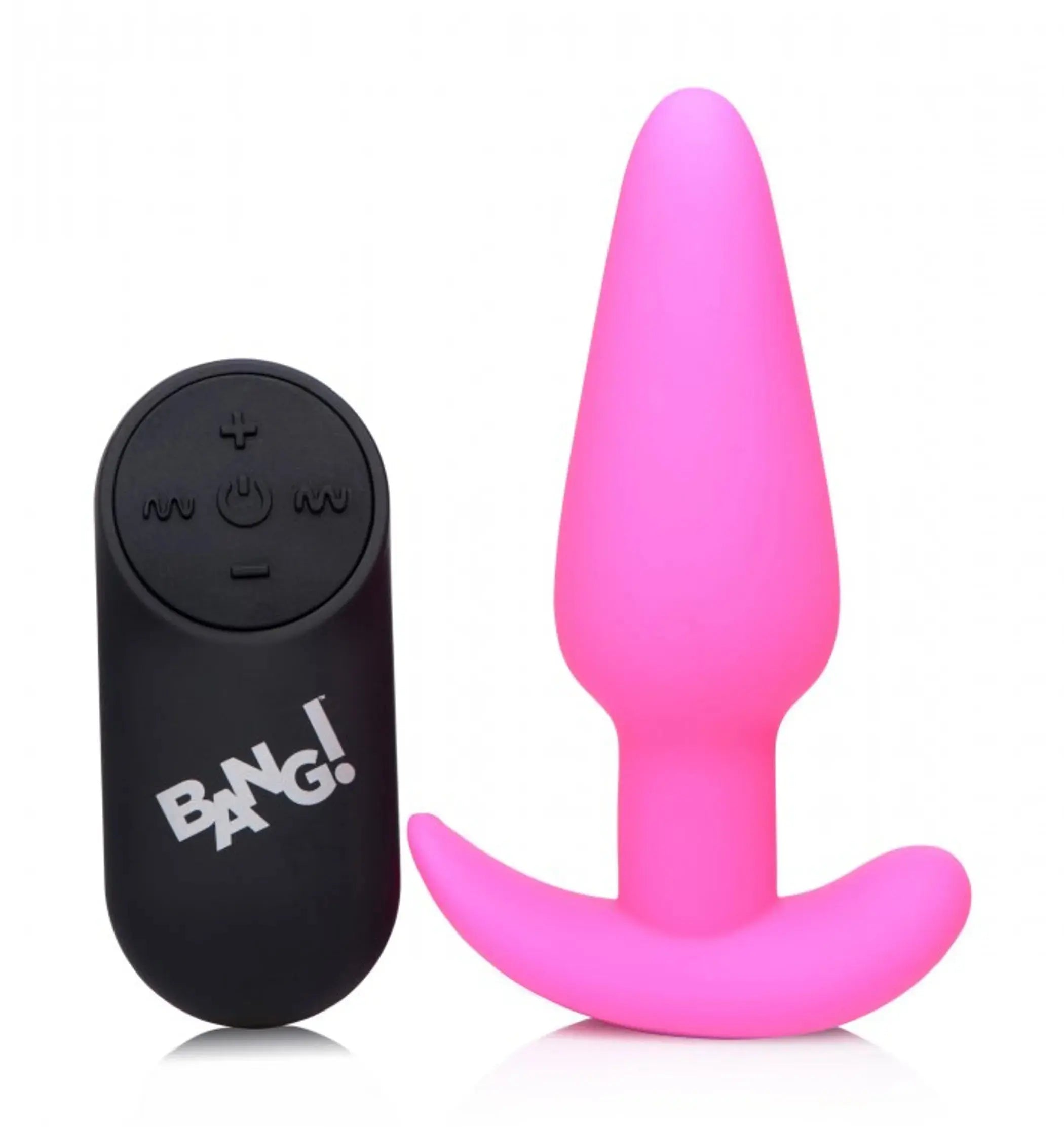 Bang! 21x Vibrating Silicone Butt Plug with Remote - Pink XR Brands