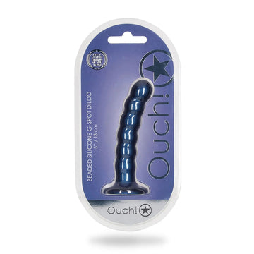 Beaded Silicone G-Spot Dildo 5 Inch Metallic Blue SHOTS AMERICA