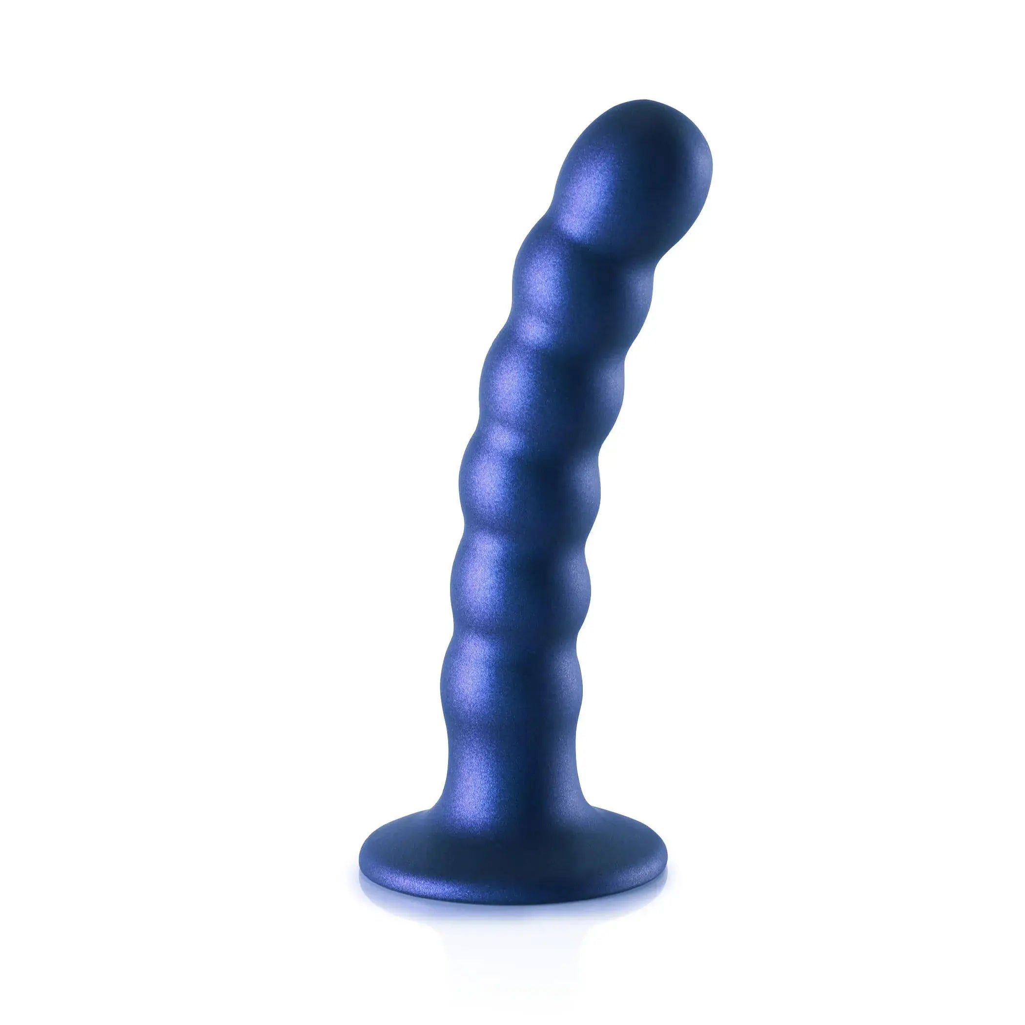Beaded Silicone G-Spot Dildo 5 Inch Metallic Blue SHOTS AMERICA
