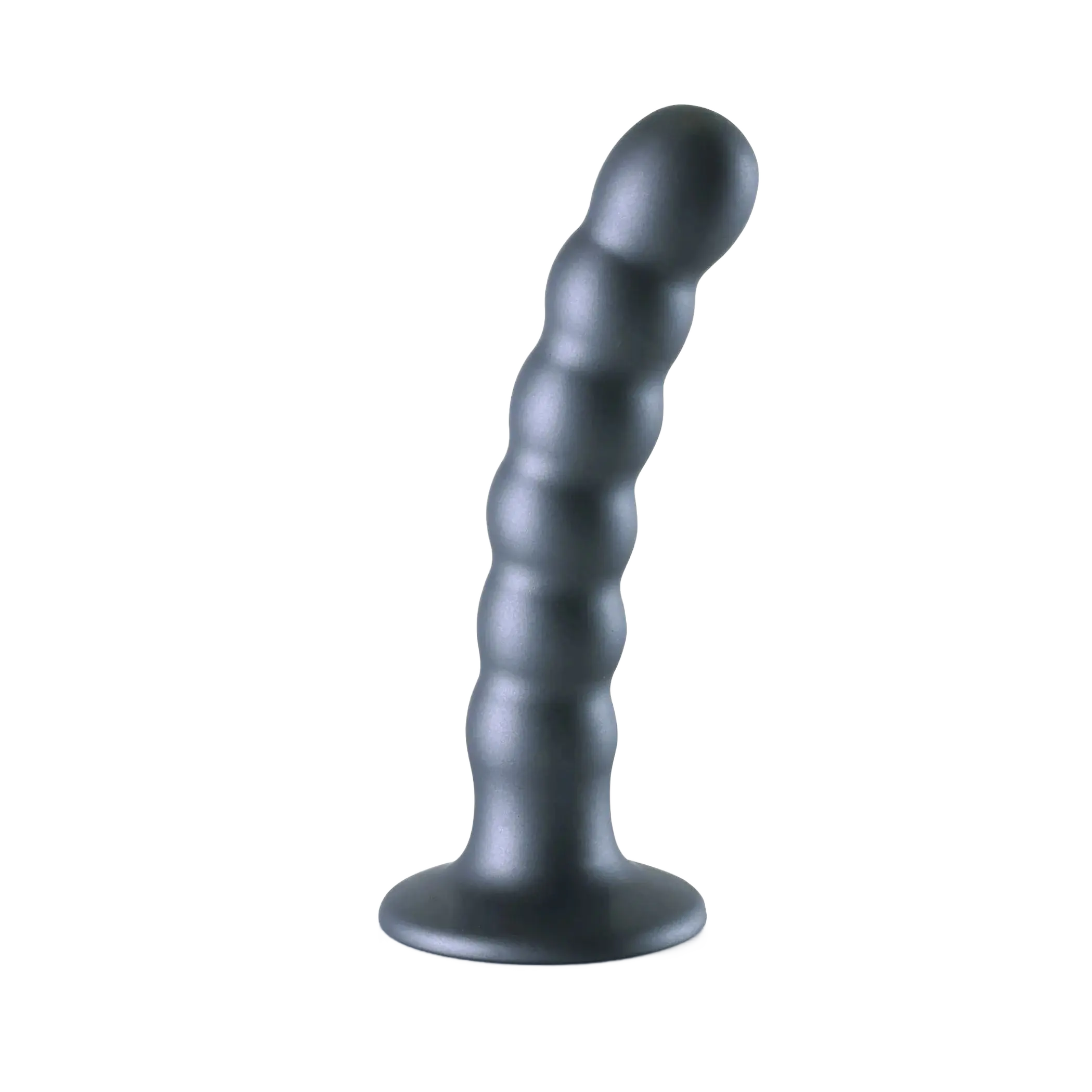 OUCH! BEADED SILICONE G-SPOT DILDO 5 IN GUNMETAL SHOTS AMERICA