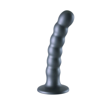 OUCH! BEADED SILICONE G-SPOT DILDO 5 IN GUNMETAL SHOTS AMERICA