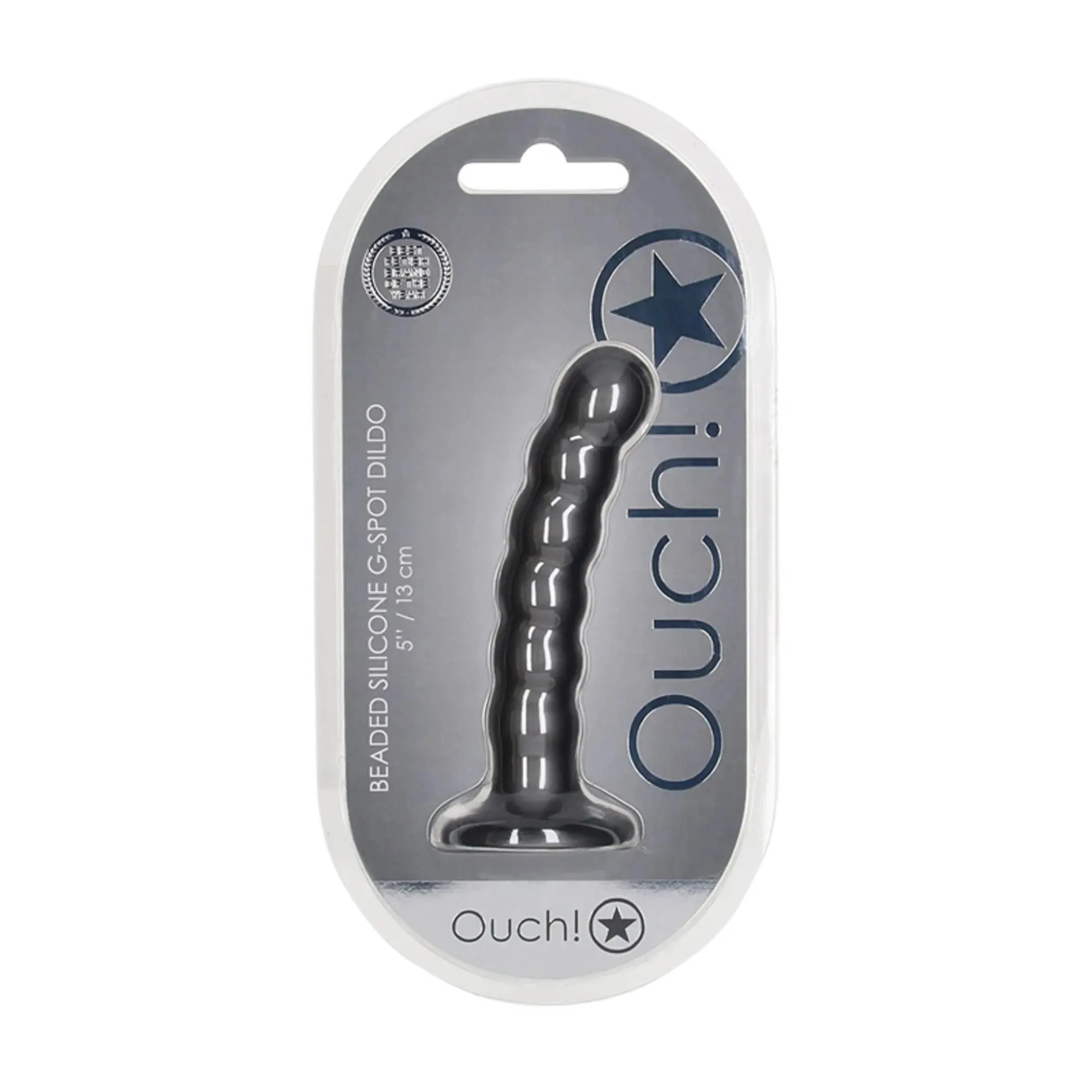 OUCH! BEADED SILICONE G-SPOT DILDO 5 IN GUNMETAL SHOTS AMERICA
