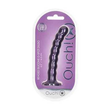 OUCH! BEADED SILICONE G-SPOT DILDO 6.5 IN METALLIC PURPLE SHOTS AMERICA