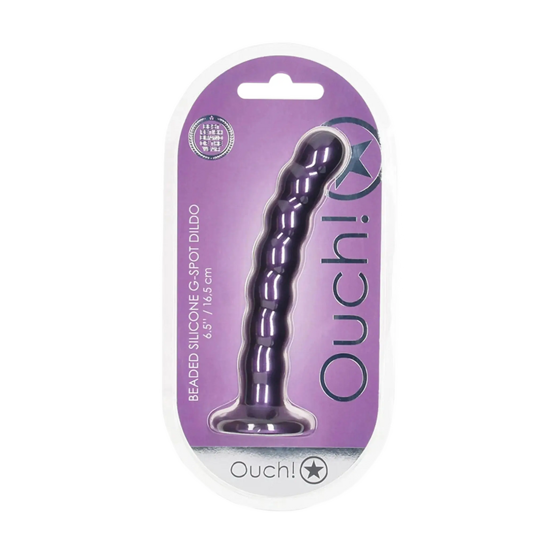 OUCH! BEADED SILICONE G-SPOT DILDO 6.5 IN METALLIC PURPLE SHOTS AMERICA