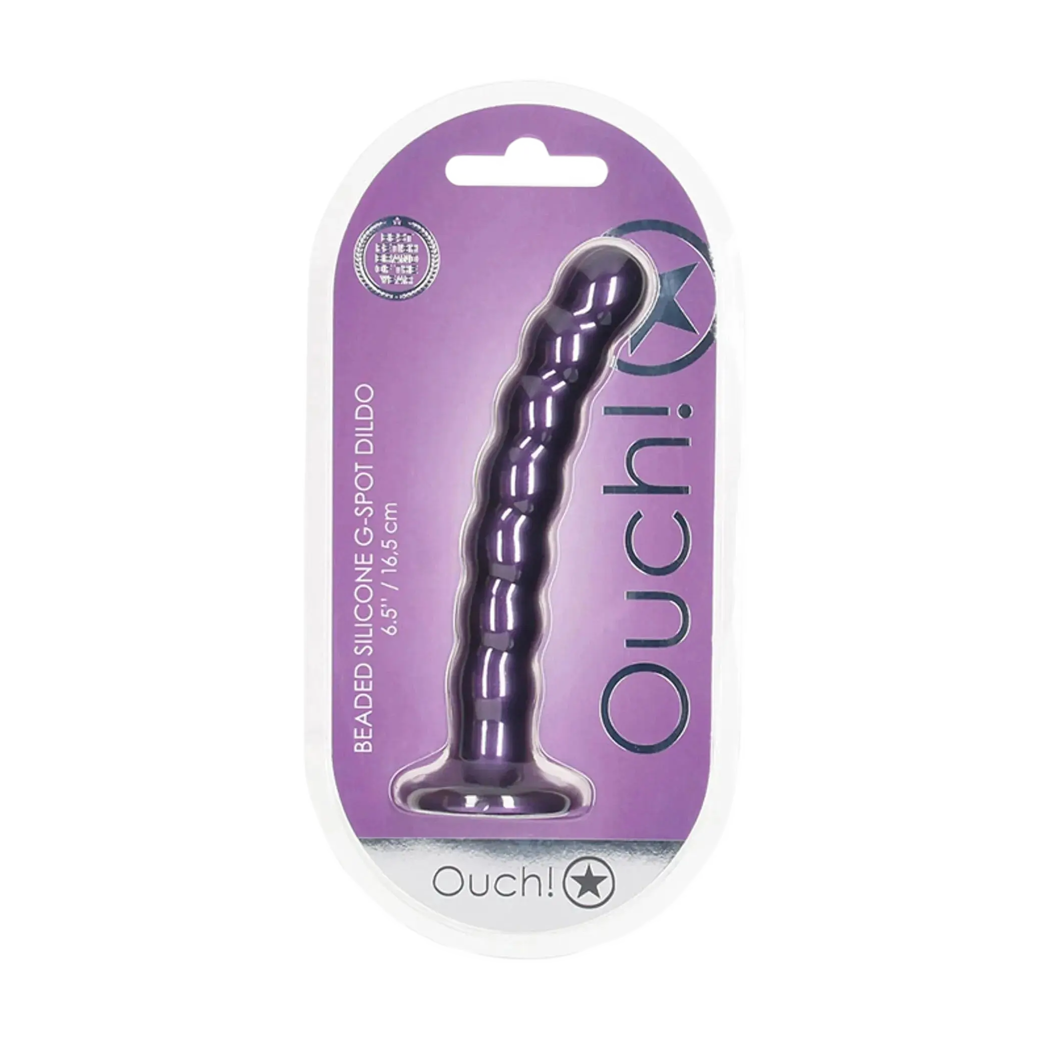 OUCH! BEADED SILICONE G-SPOT DILDO 6.5 IN METALLIC PURPLE SHOTS AMERICA