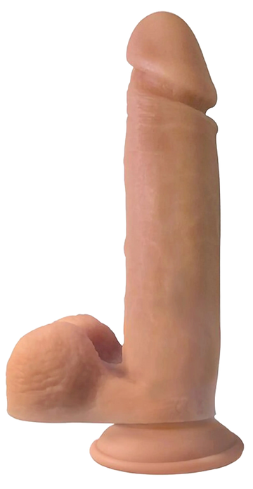 BIG SHOT 9 IN VIBRATING REMOTE CONTROL SILICONE DONG W/ BALLS VANILLA CURVE NOVELTIES