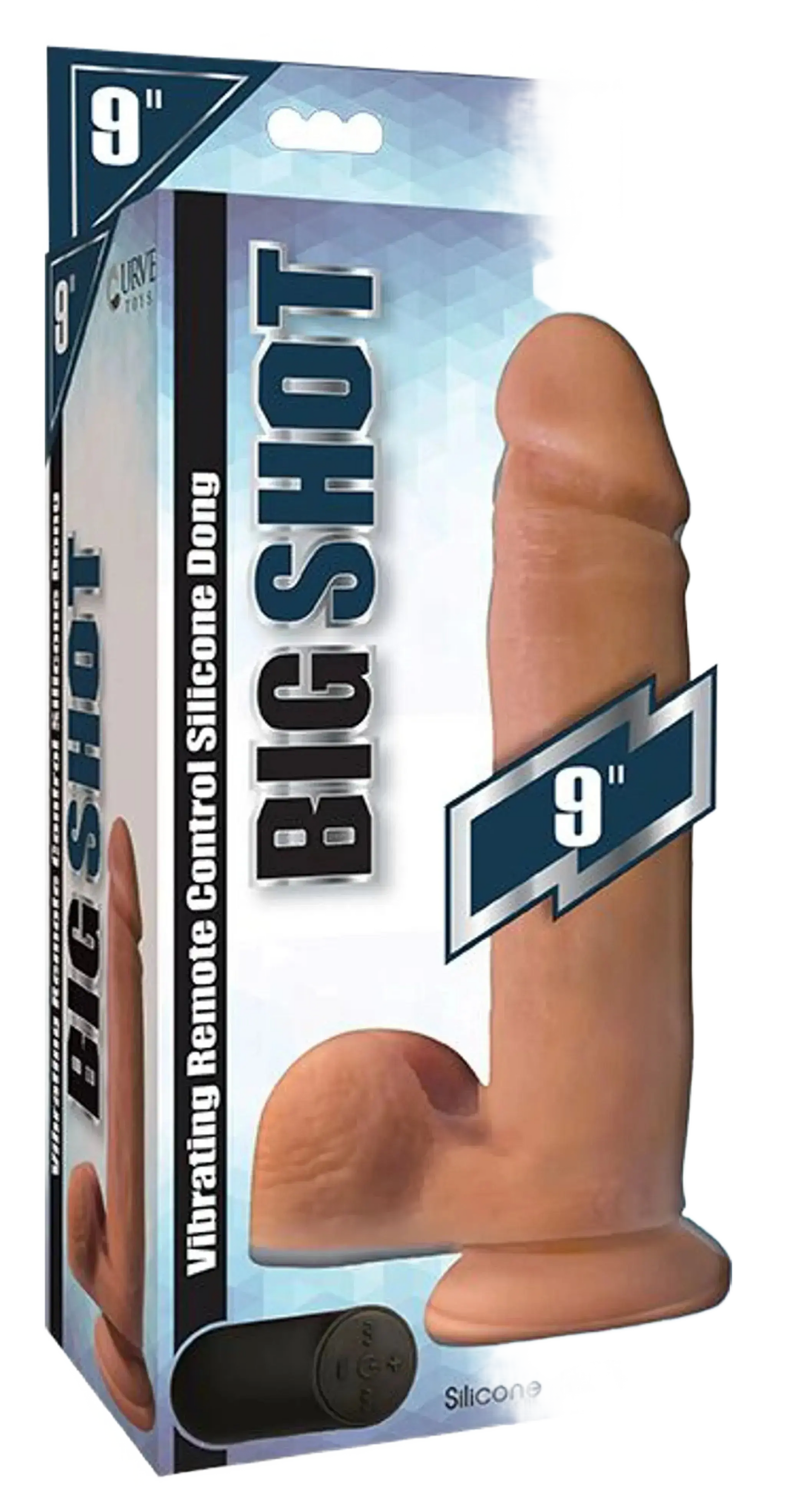 BIG SHOT 9 IN VIBRATING REMOTE CONTROL SILICONE DONG W/ BALLS VANILLA CURVE NOVELTIES
