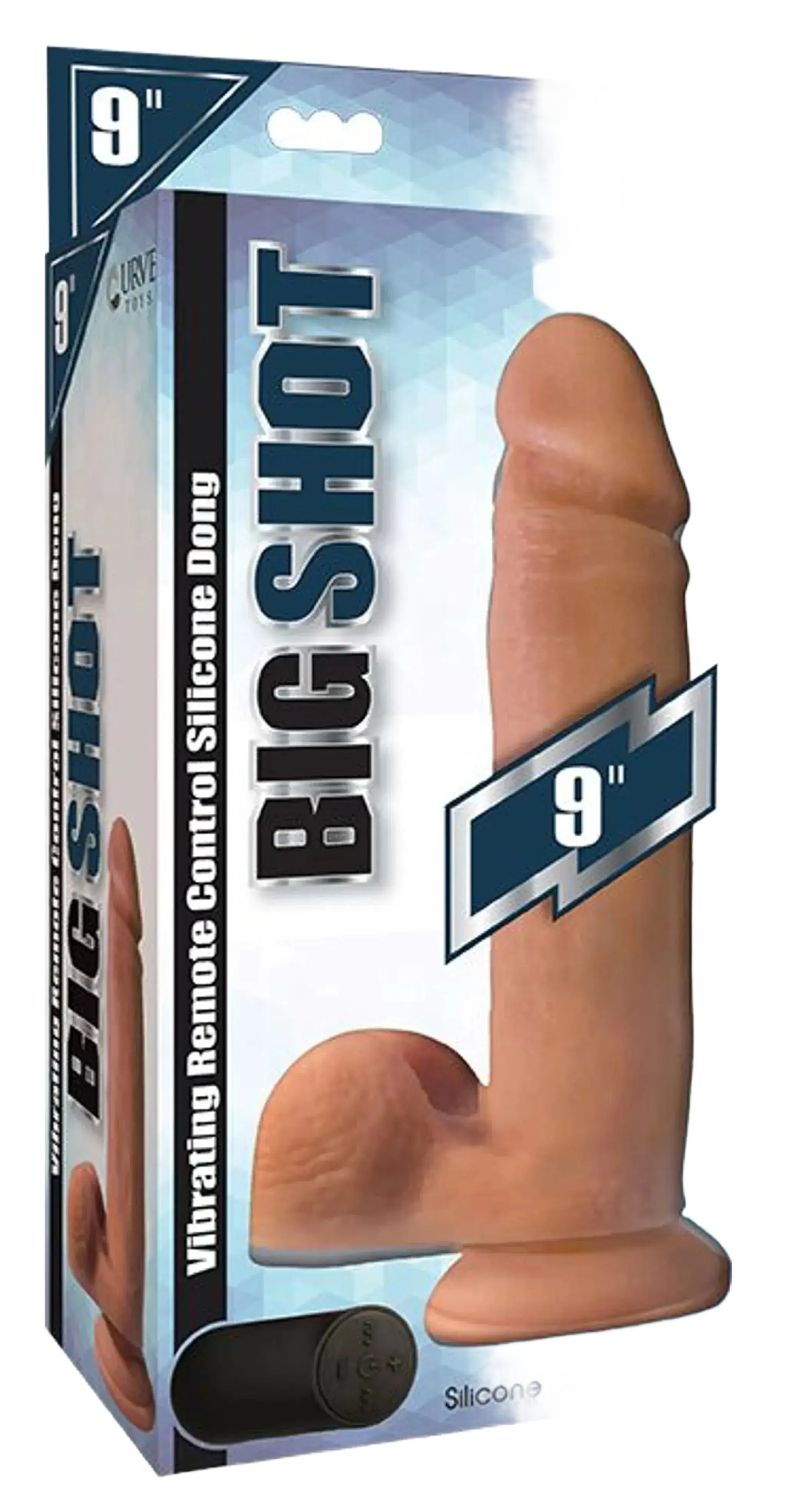 BIG SHOT 9 IN VIBRATING REMOTE CONTROL SILICONE DONG W/ BALLS VANILLA CURVE NOVELTIES