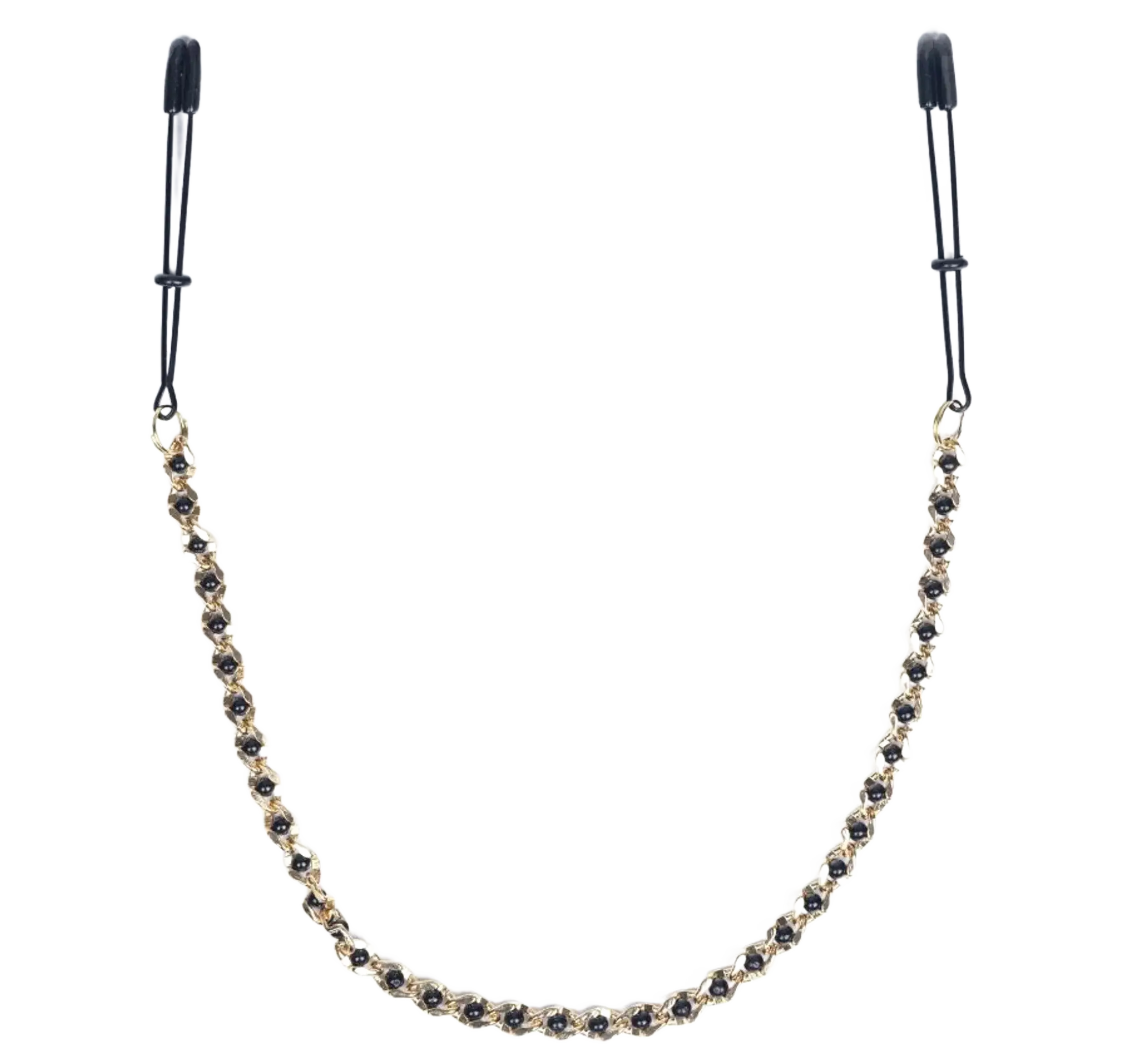 BLACK TWEEZER NIPPLE CLAMPS W/ BEADED CHAIN Spartacus