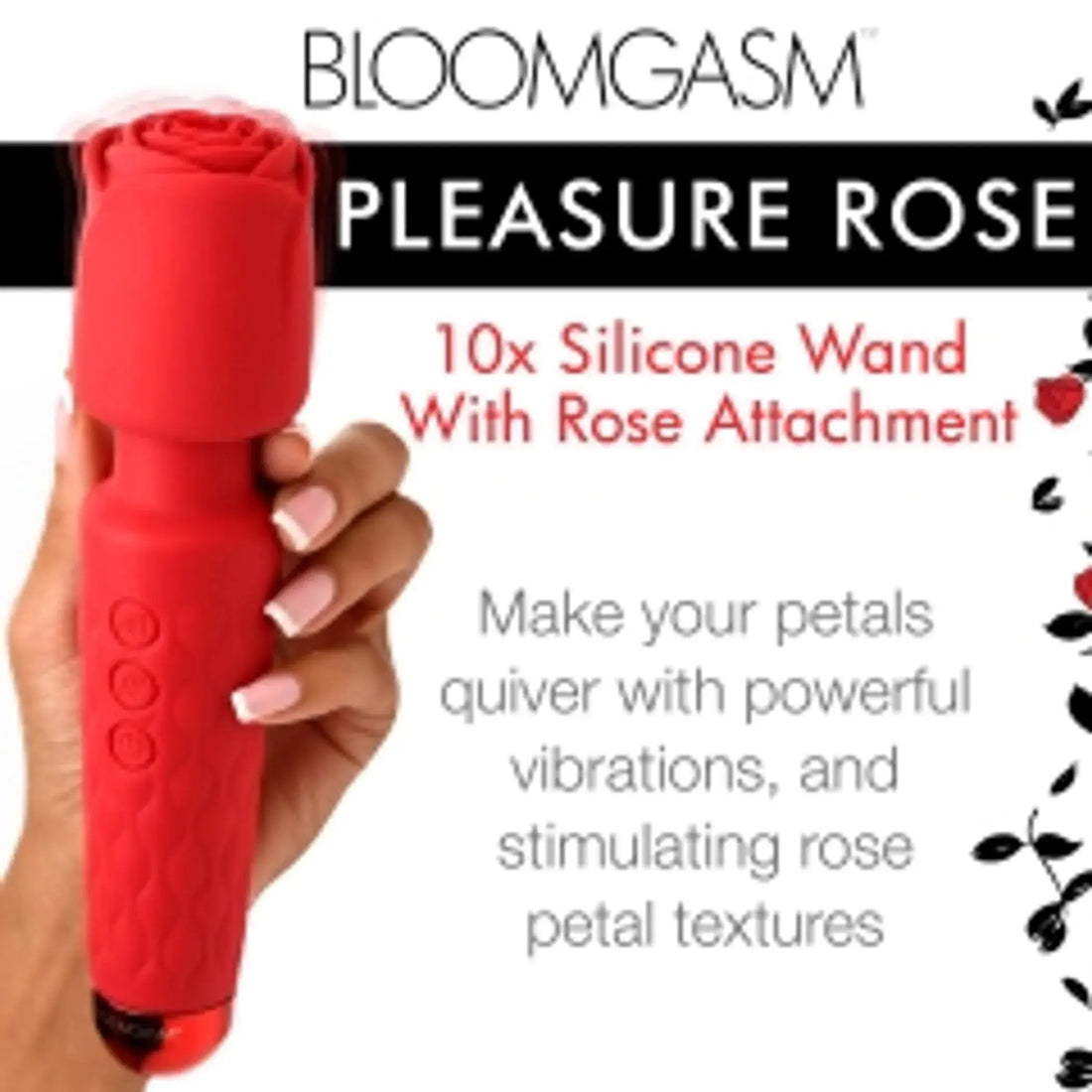Bloomgasm Pleasure Rose Wand with Rose Attachment XR Brands