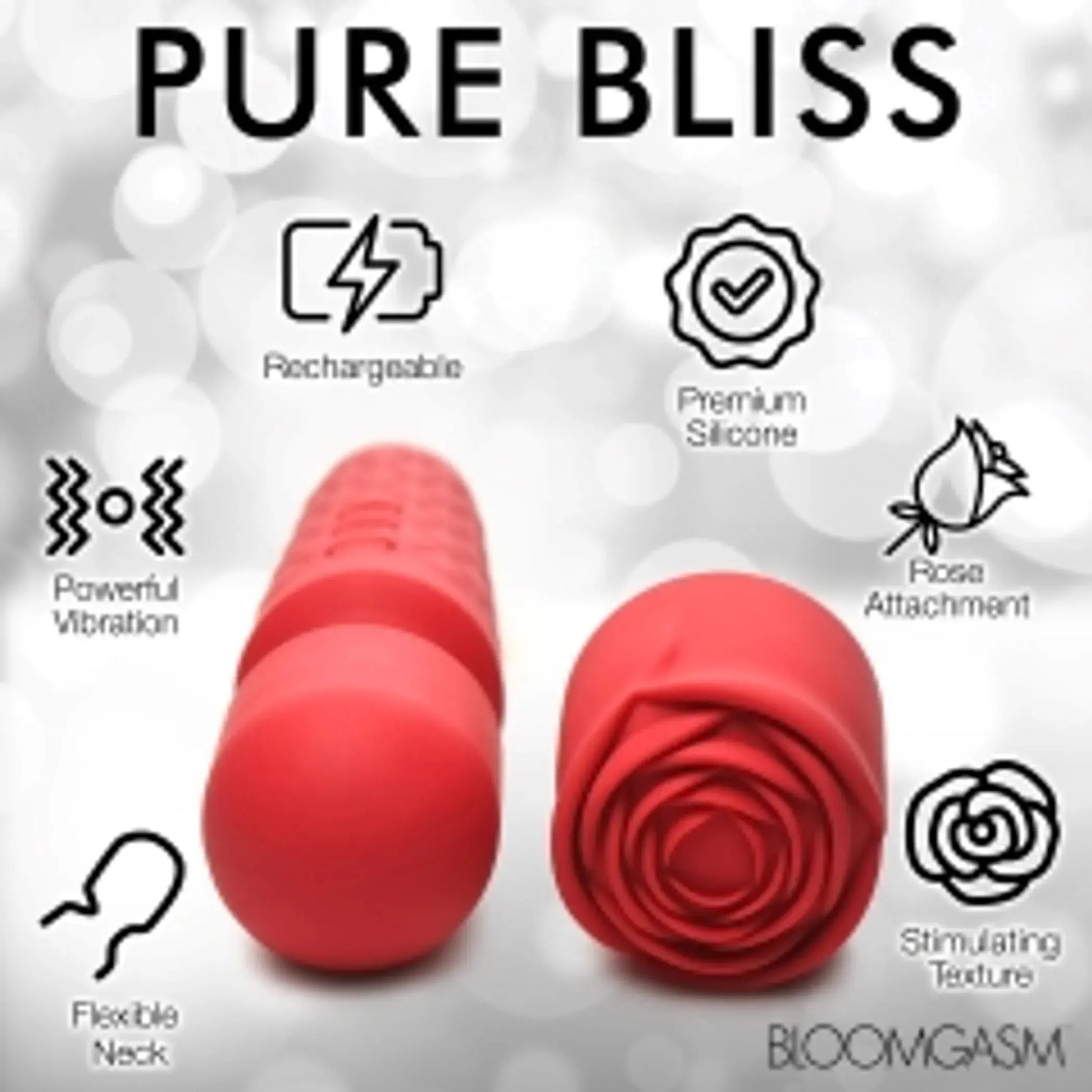 Bloomgasm Pleasure Rose Wand with Rose Attachment XR Brands