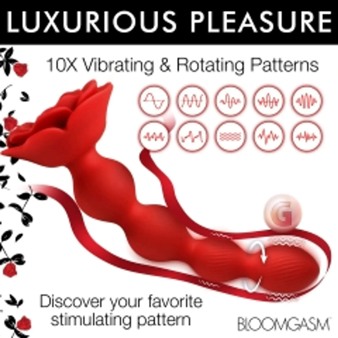 Bloomgasm Rose Twirl 10x Vibrating and Rotating Anal Beads XR Brands