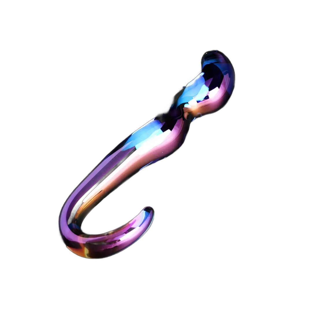 Blue Flame Color Curved Glass Dildo OEJ