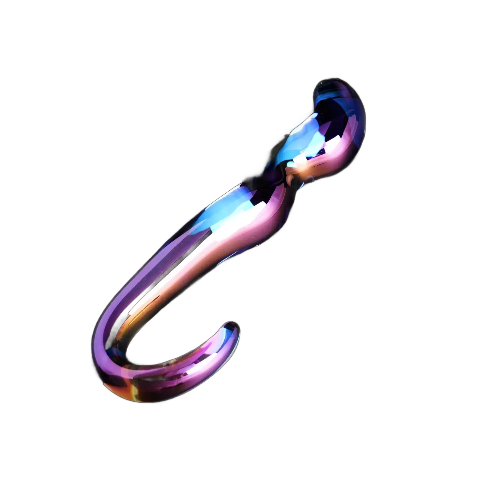 Blue Flame Color Curved Glass Dildo OEJ