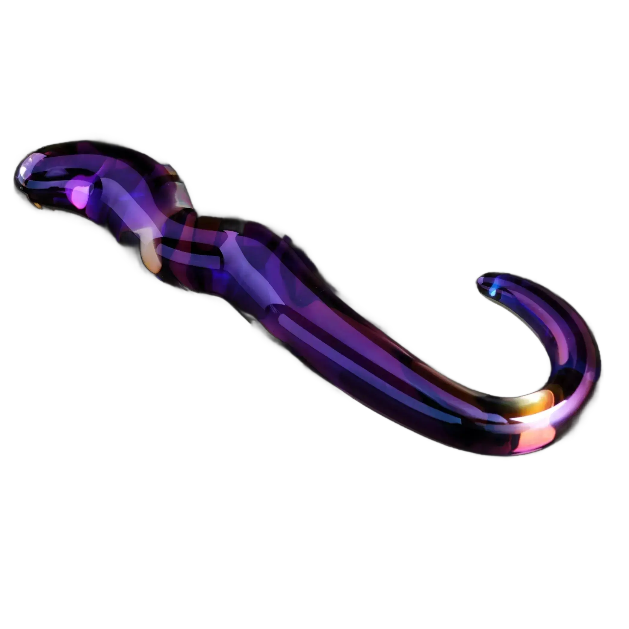 Blue Flame Color Curved Glass Dildo OEJ