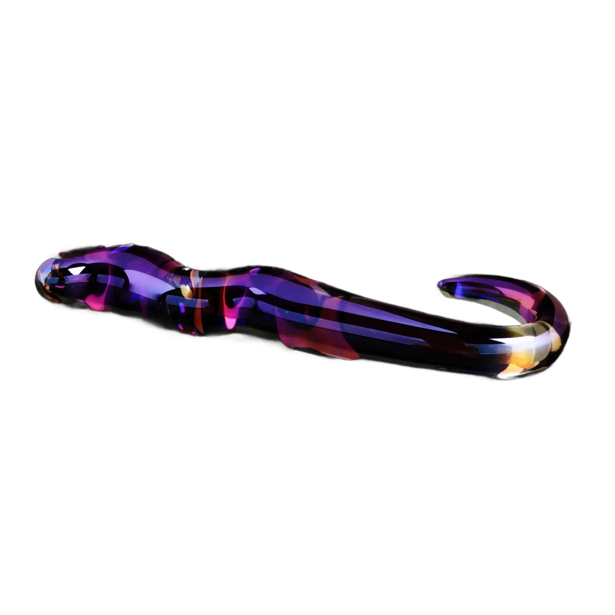 Blue Flame Color Curved Glass Dildo OEJ
