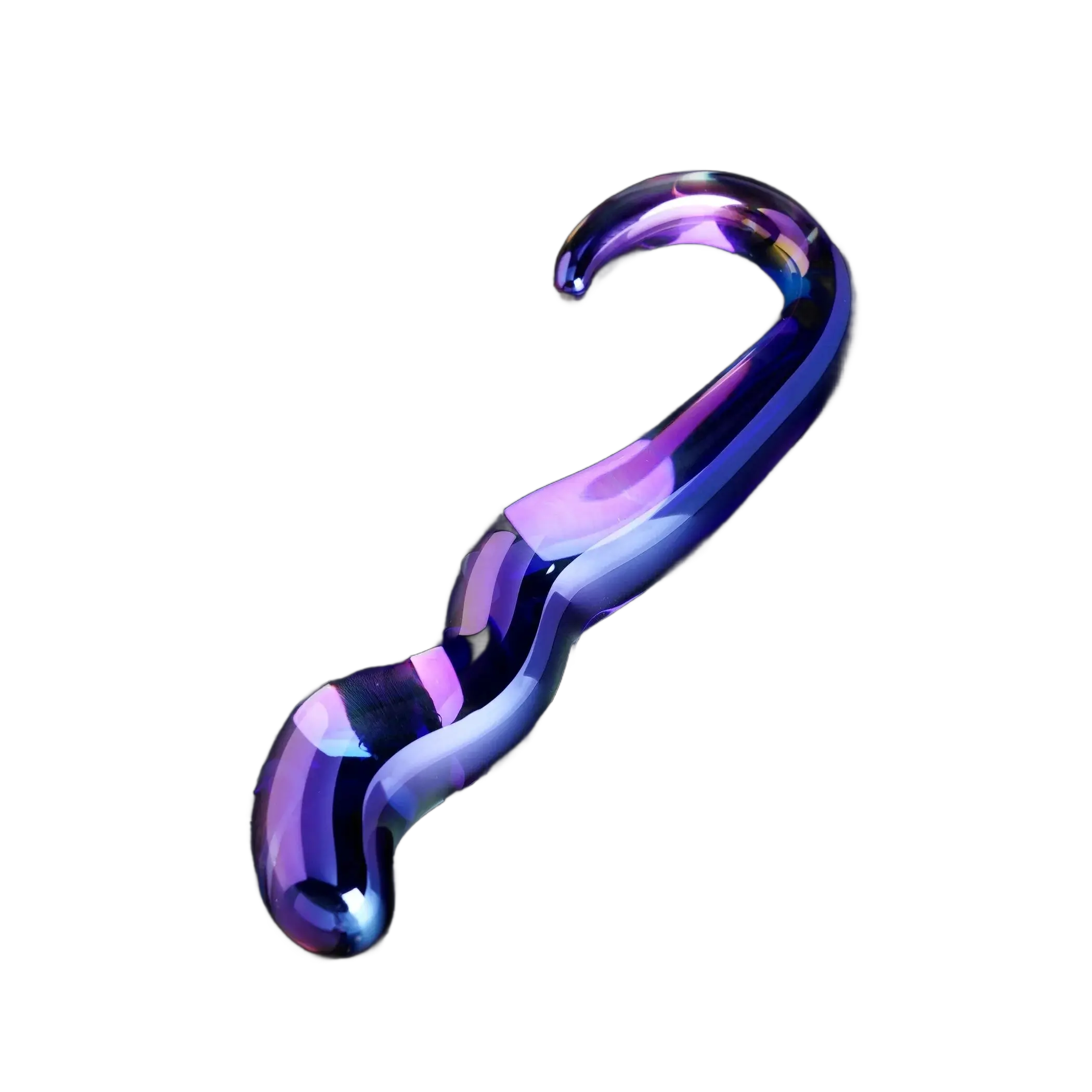 Blue Flame Color Curved Glass Dildo OEJ