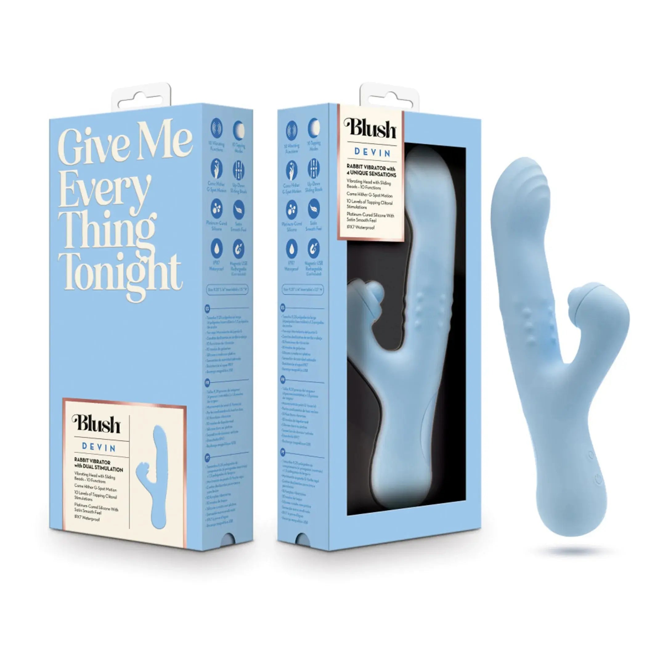 Blush Devin Blue Rabbit Vibrator Blush Novelties